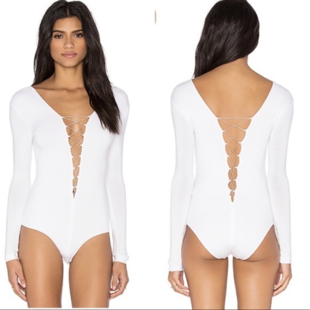 Alexander Wang white crisscross bodysuit
